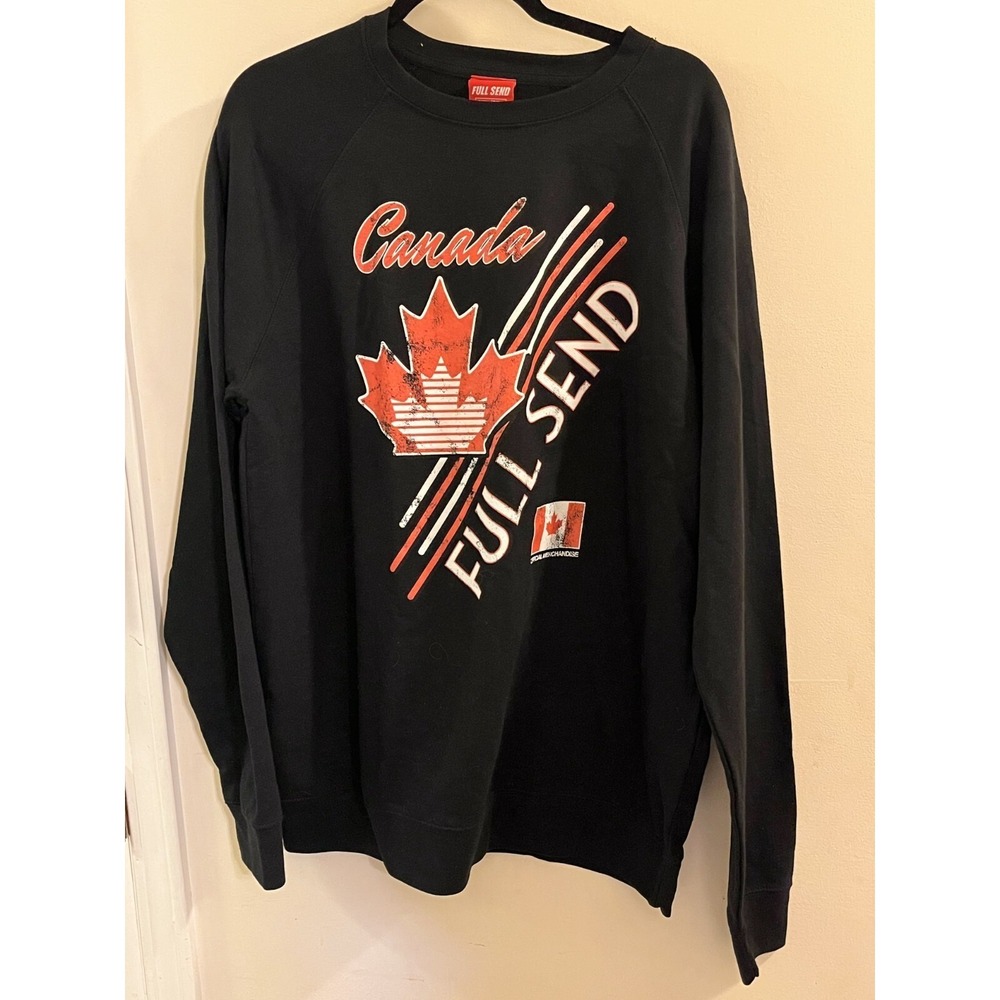 Full Send by Nelk Boys Sweatshirt Mens Size 2XL Black Crew Neck Long‎ Sleeve
